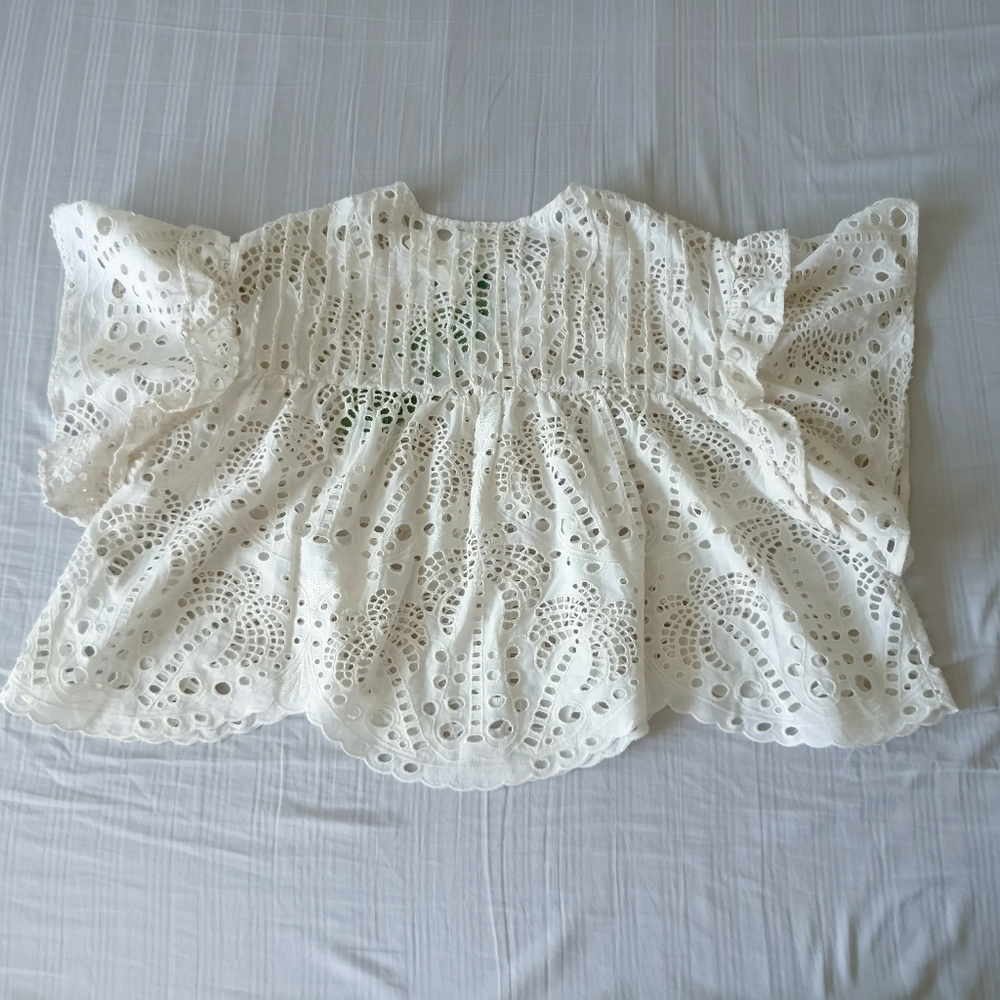NWT Farm Rio Palm Tree Richelier Lace Eyelet Blouse XS - Picture 8 of 16